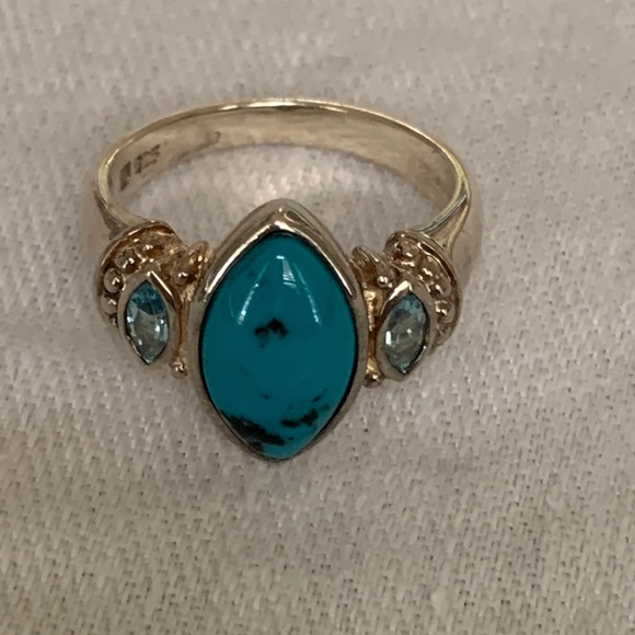 Turquoise Silver Blue Topaz Ring